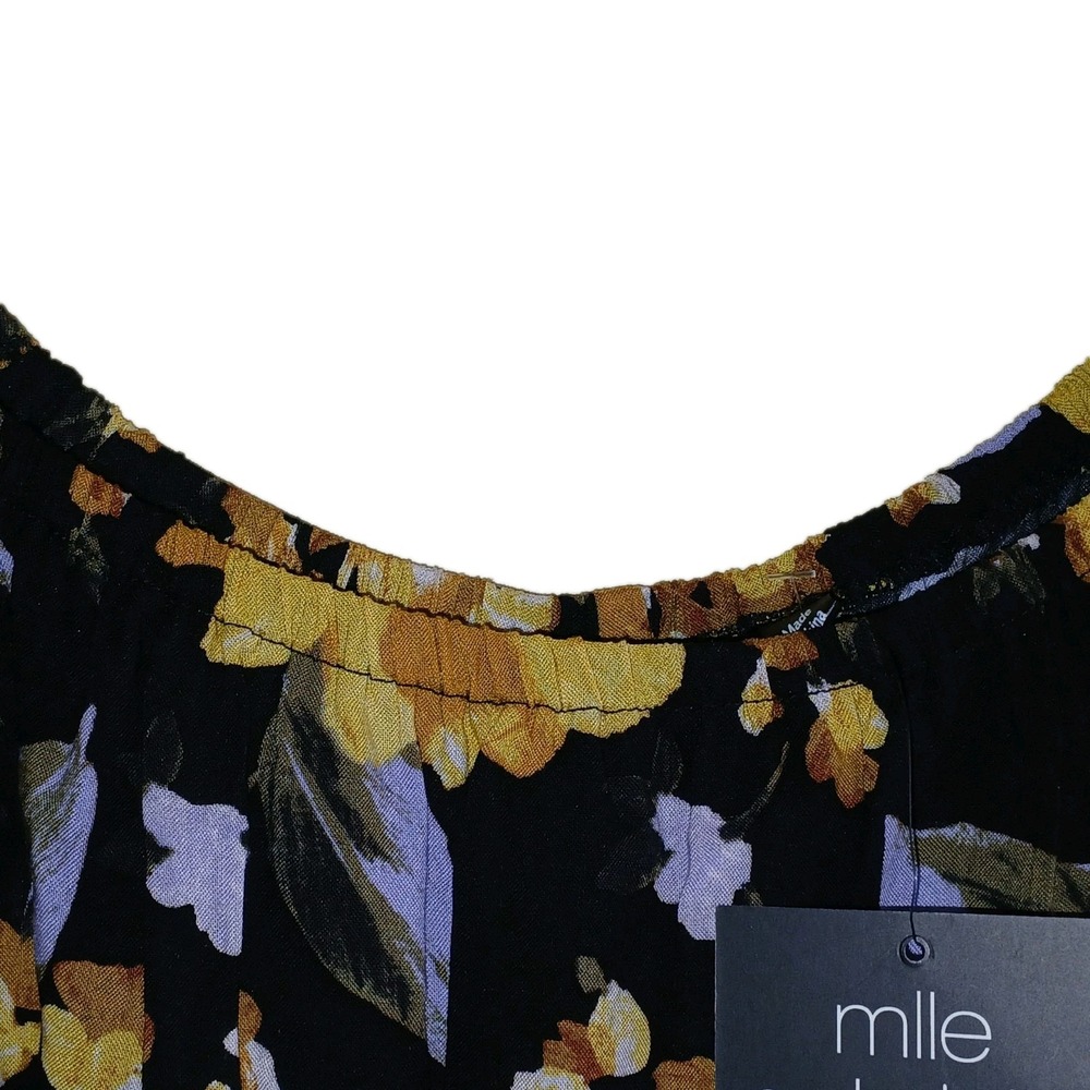 NWT Mile Gabrielle Floral Dress Yellow & Black Women's Sz XL Cottage Core - Picture 5 of 5